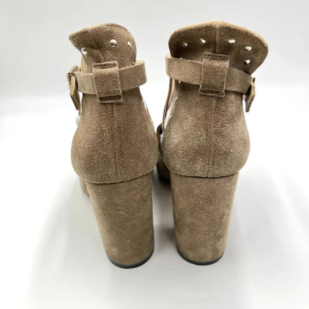 Navyboot Womens Size 38 EU Beige Greige Taupe Suede Leather Heels Shooties Shoes